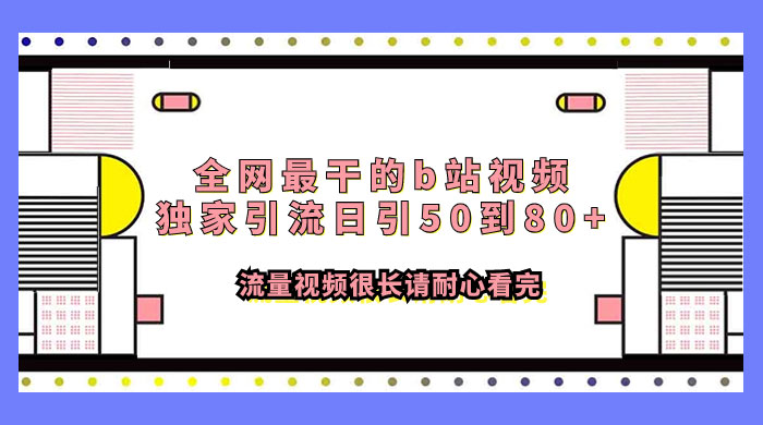 全网最干的 B 站视频独家引流，日引 50~80+ 流量